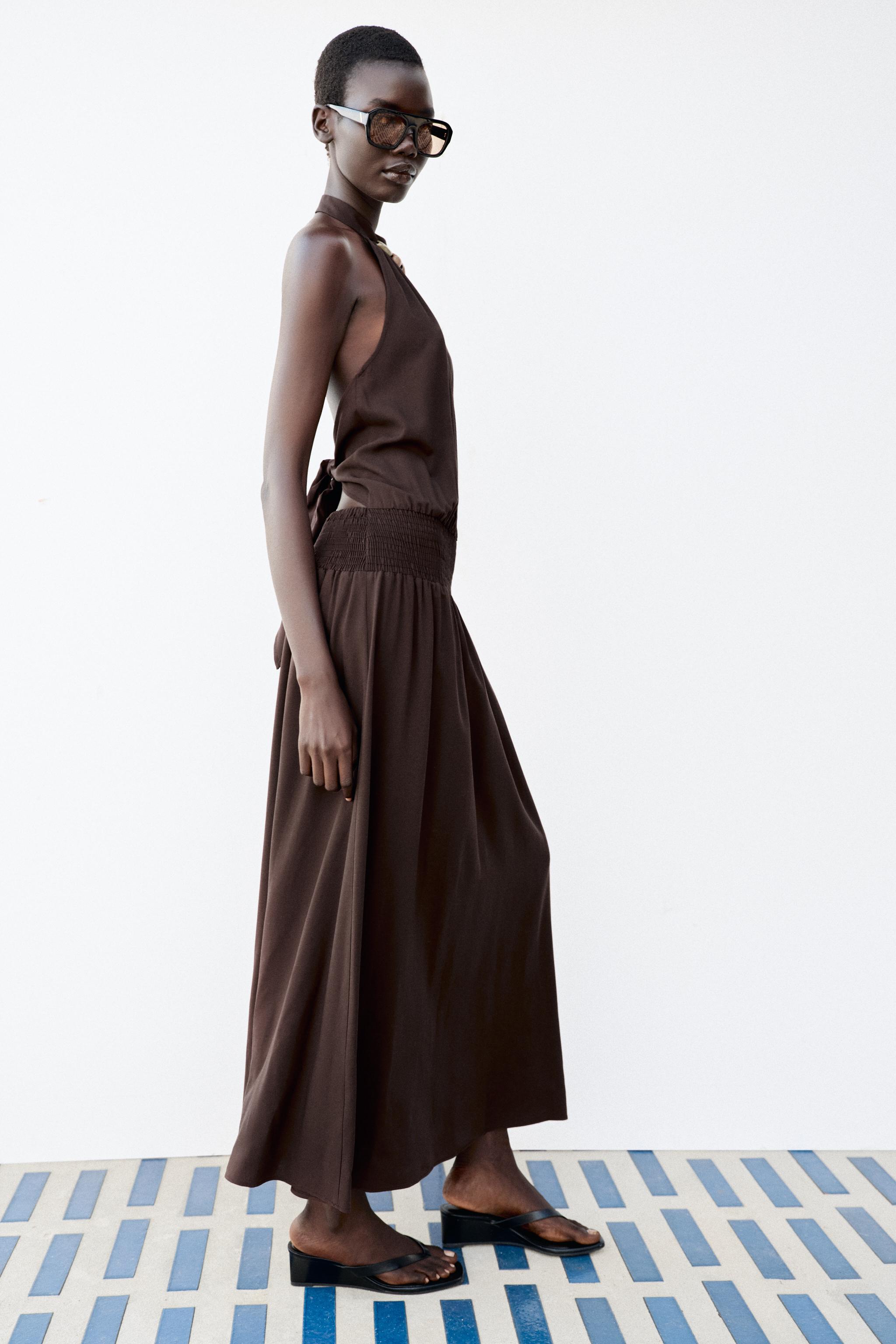 BEADED HALTER DRESS